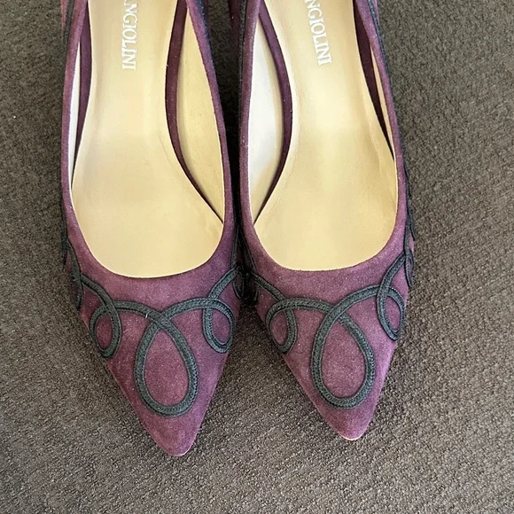 Knew without box suede Enzo Angiolini Purple Heels with Black Detailing size 6 - Picture 2 of 7
